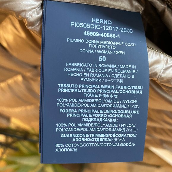 Herno Quilted Down Jacket Tortorachiaro Women's Size 50, NWOT - Picture 13 of 16